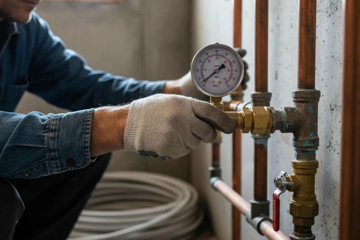 Pressure testing a repaired line during Water Line Repair in Shutesbury